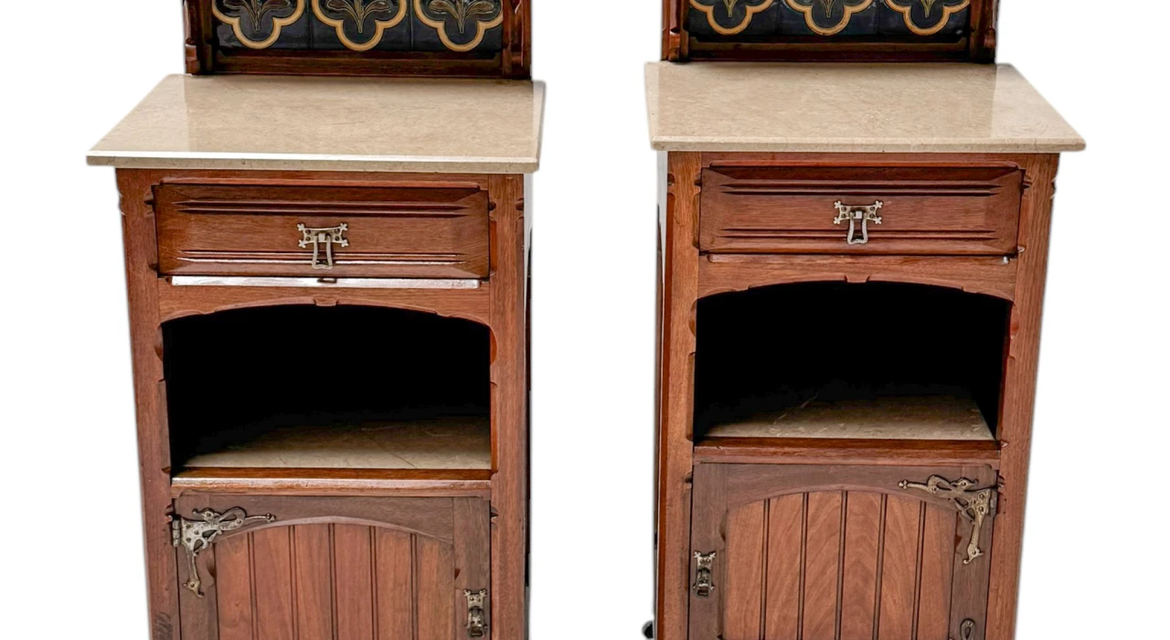 Two Arts & Crafts Nightstands by Gustave Serrurier-Bovy, 1900s